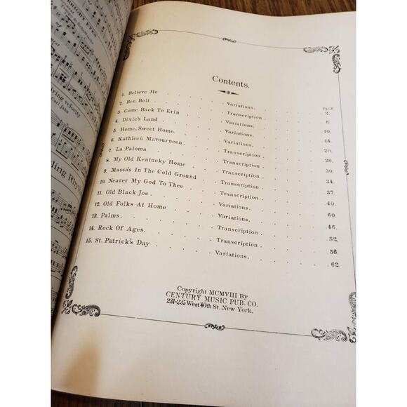 Transcriptions and Variations of Famous Songs 1908 Century Music Publishing - Picture 2 of 6